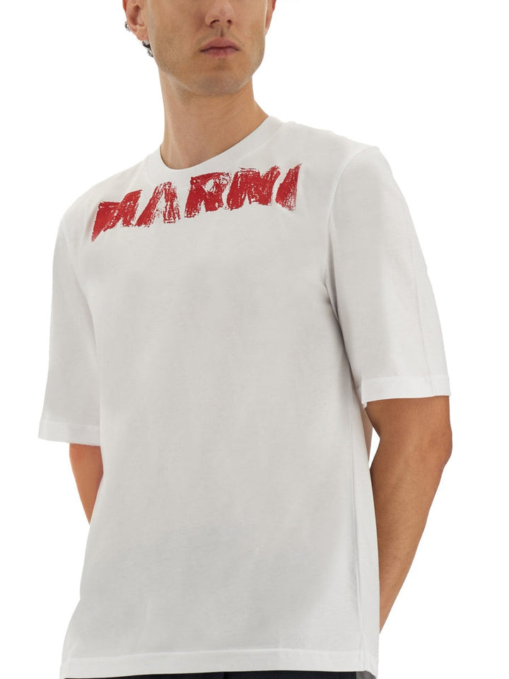 Marni Men Cotton T-Shirt With Maxi Print