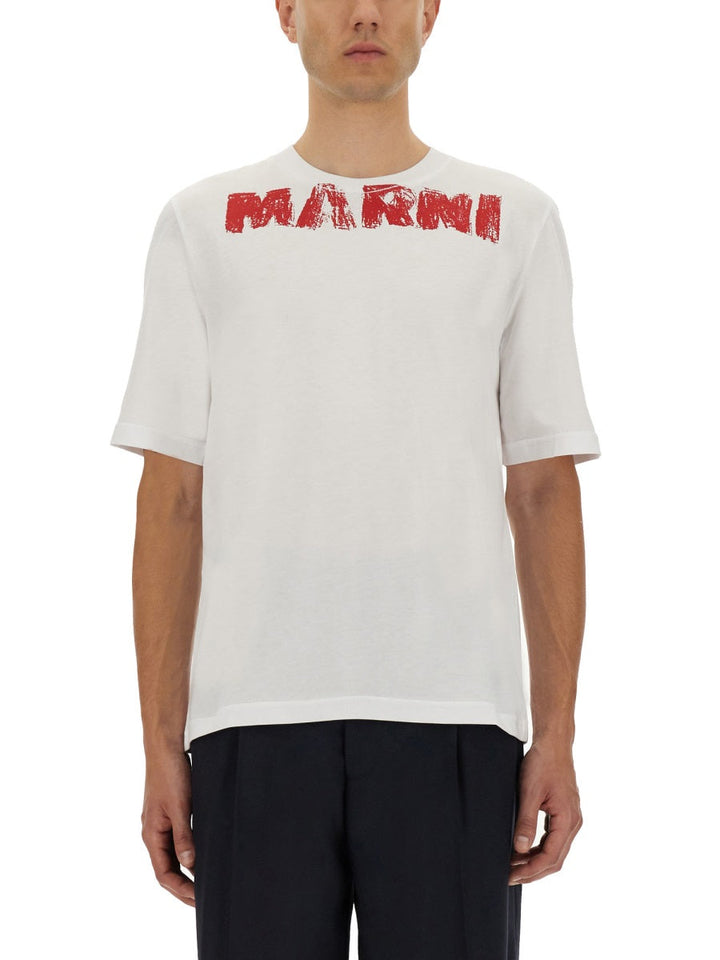 Marni Men Cotton T-Shirt With Maxi Print