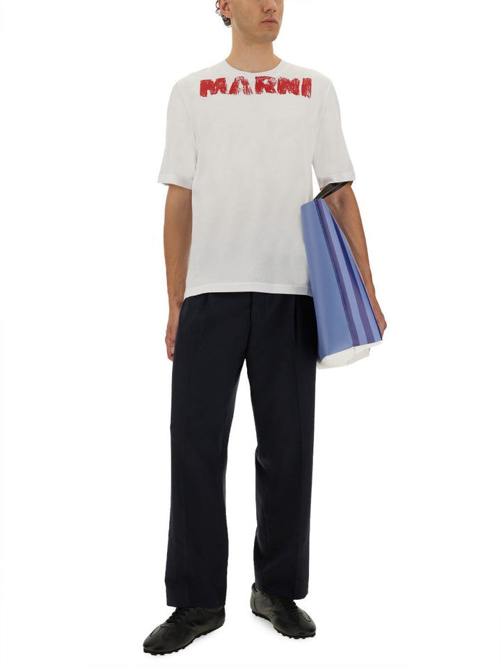 Marni Men Cotton T-Shirt With Maxi Print