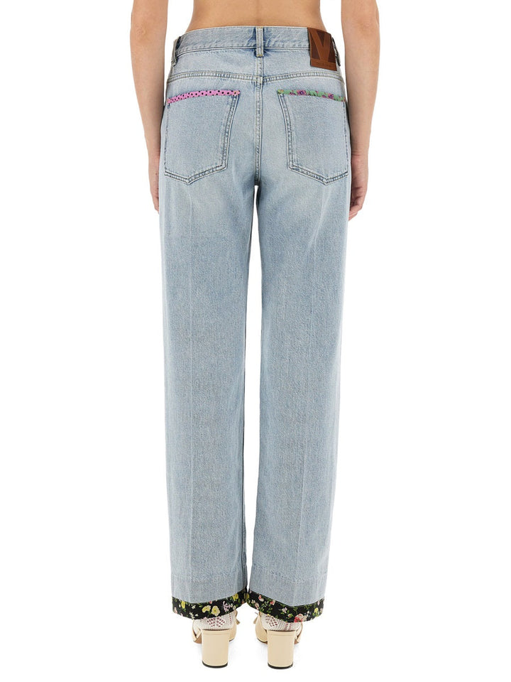 Valentino Women Embroidered Denim Pants