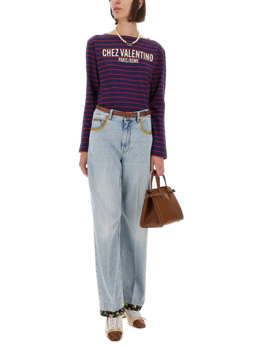 Valentino Women Embroidered Denim Pants