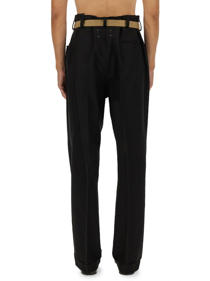 Maison Margiela Men Pants With Pleats And Belt