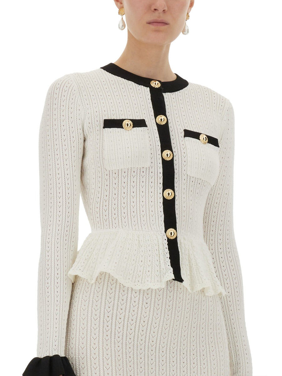Self-Portrait Women Perforated Knit Midi Dress