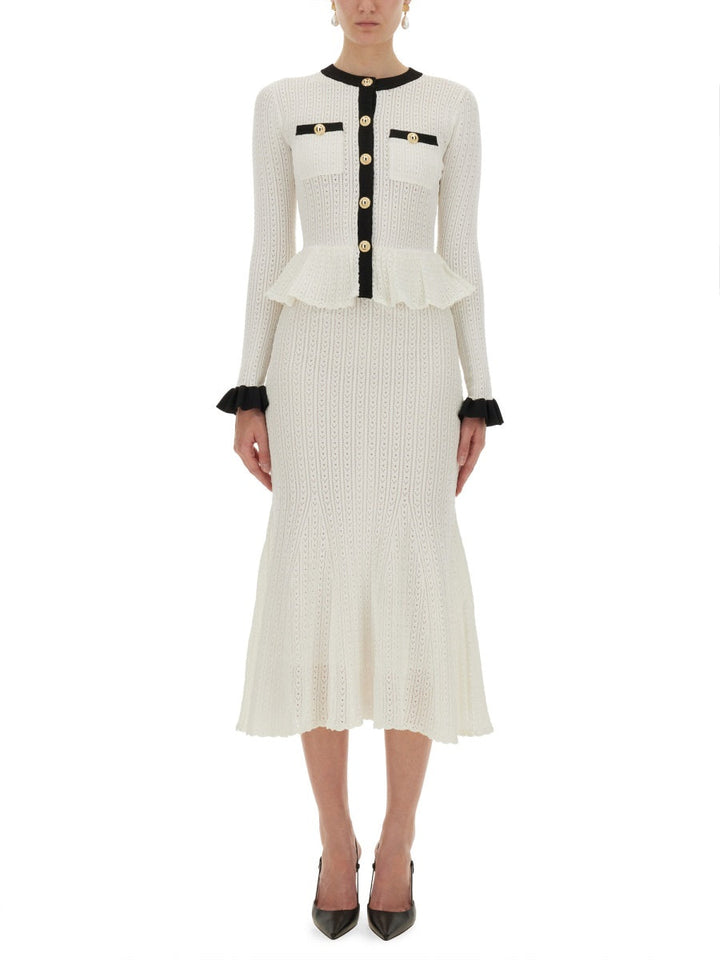Self-Portrait Women Perforated Knit Midi Dress