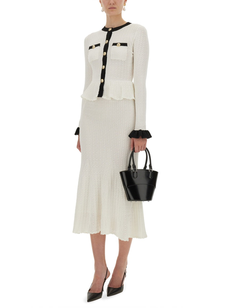 Self-Portrait Women Perforated Knit Midi Dress