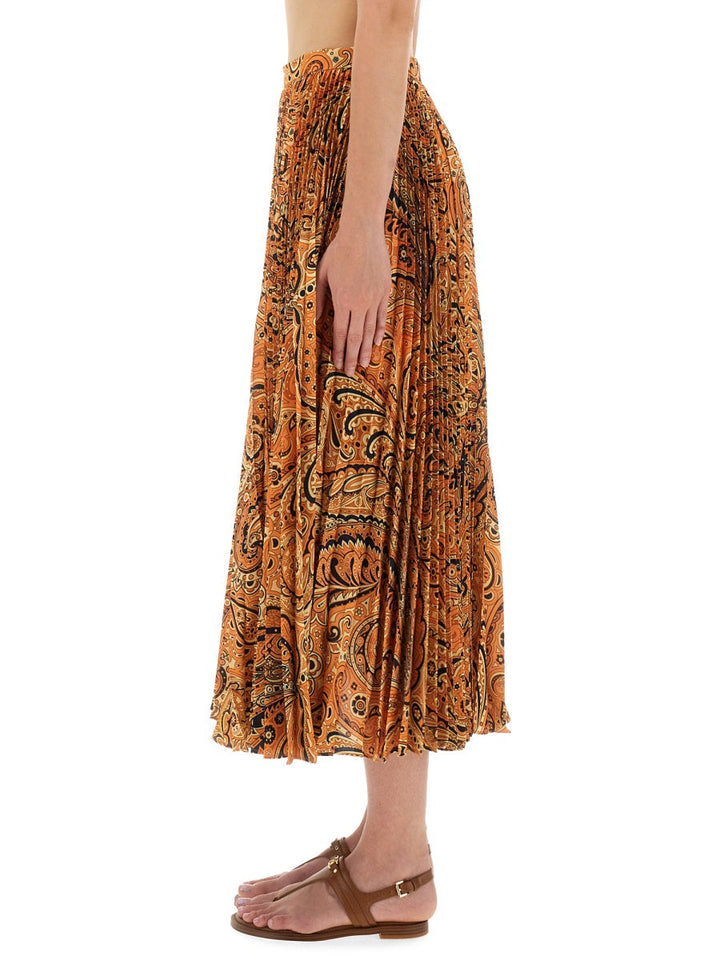 Etro Women Pleated Sablé Skirt With Print