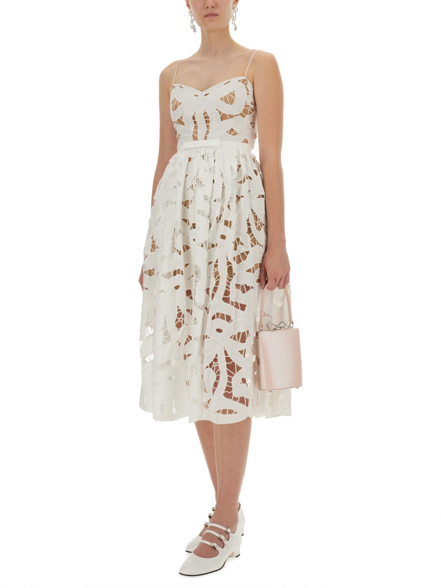 Self-Portrait Women Embroidered Midi Dress With Bow