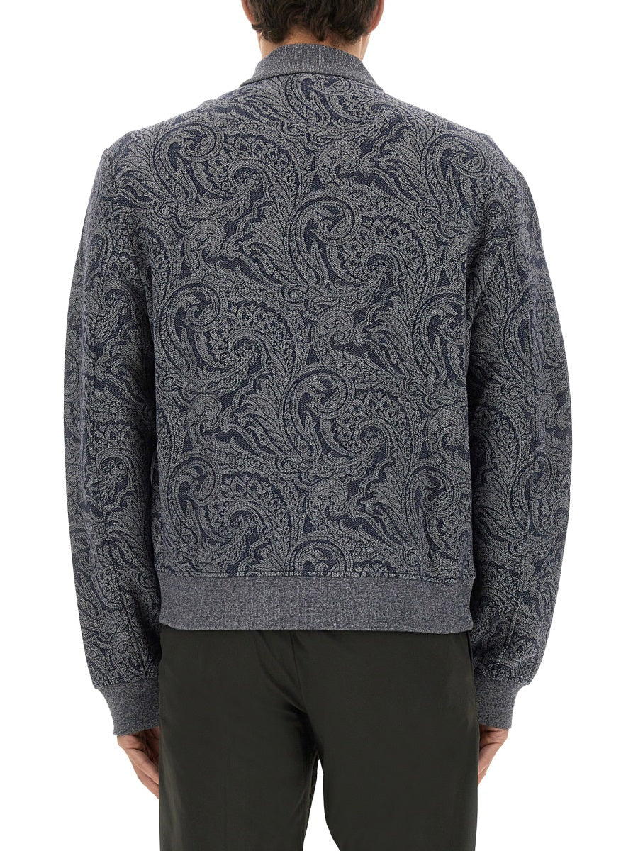 Etro Men Jacquard Bomber Jacket With Logo