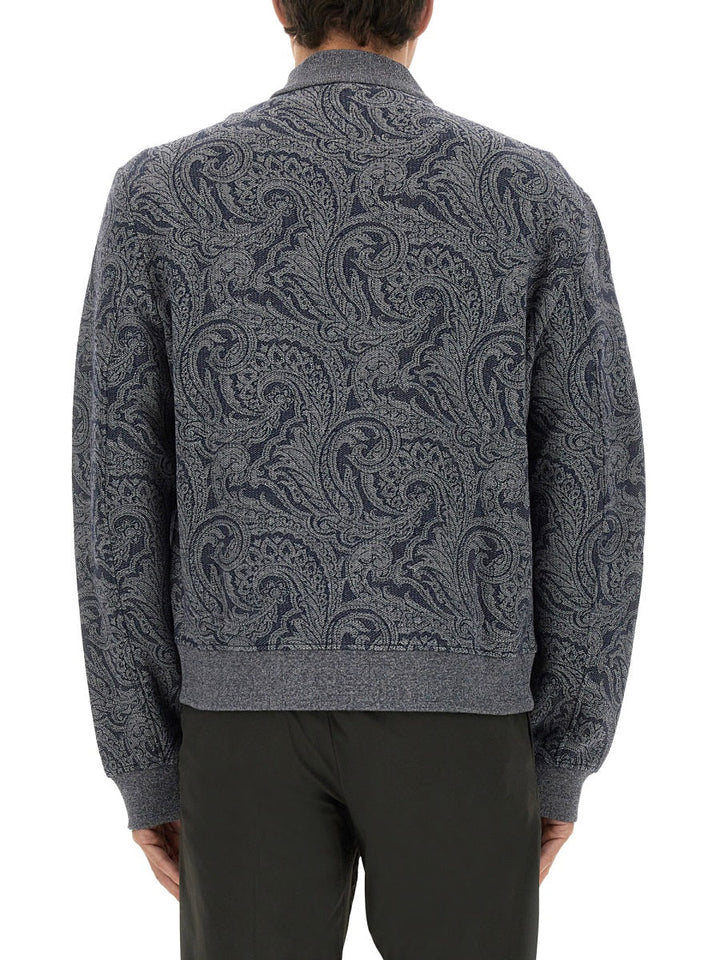 Etro Men Jacquard Bomber Jacket With Logo