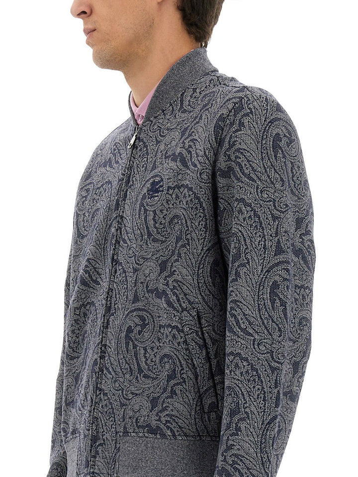 Etro Men Jacquard Bomber Jacket With Logo