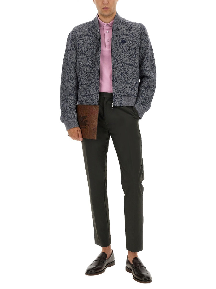 Etro Men Jacquard Bomber Jacket With Logo