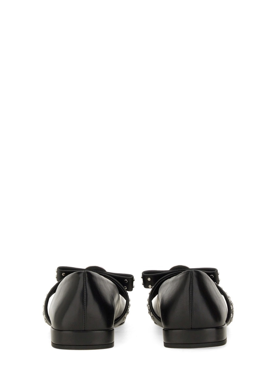 Versace Women Ballerina "Gianni" Ribbon With Studs