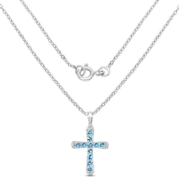 3.85 Carat Genuine Blue Topaz .925 Sterling Silver Pendant