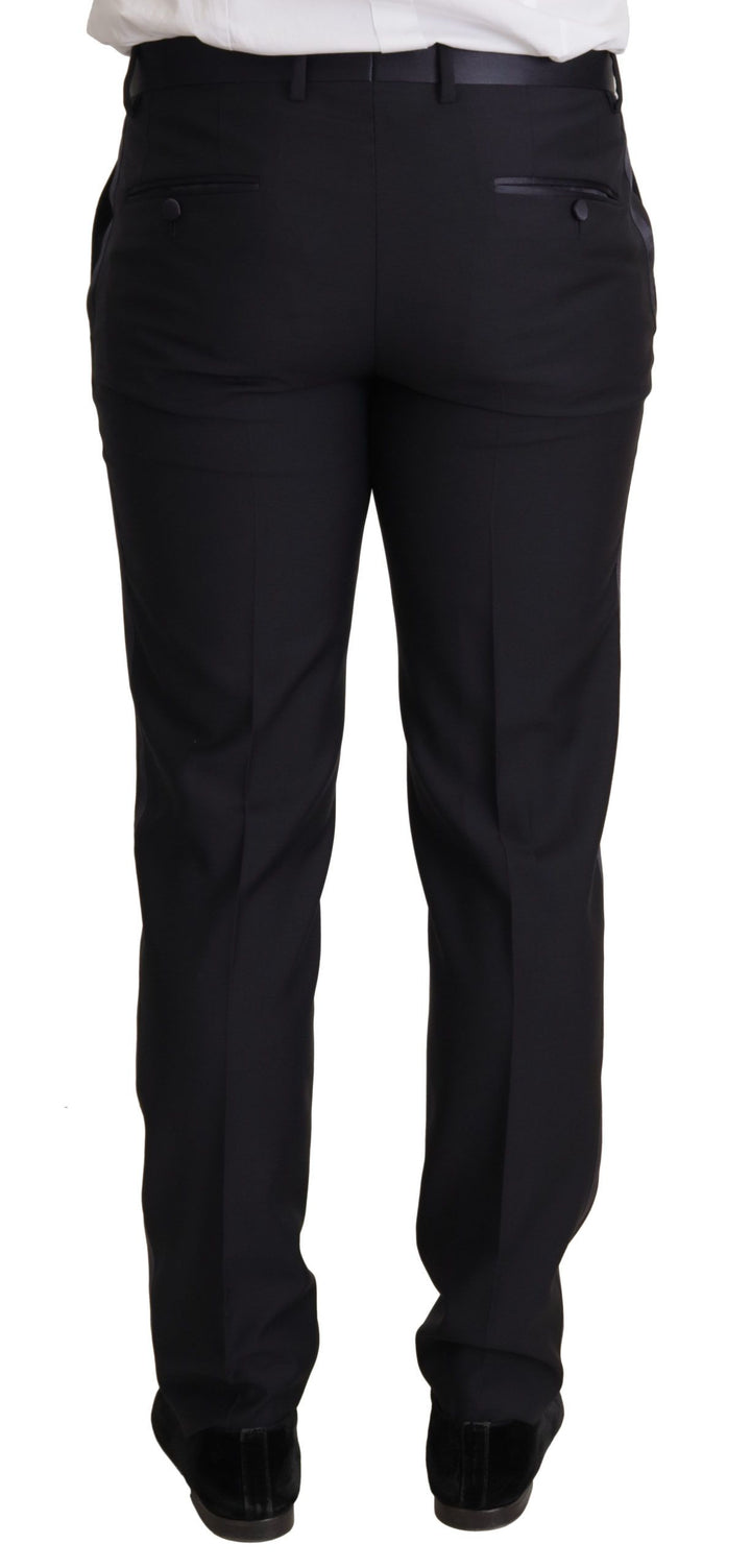 DOLCE & GABBANA Elegant Black Three-Piece Wool Blend Suit