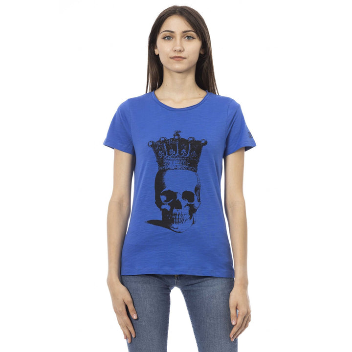 Trussardi Action women's royal blue graphic print T-shirts