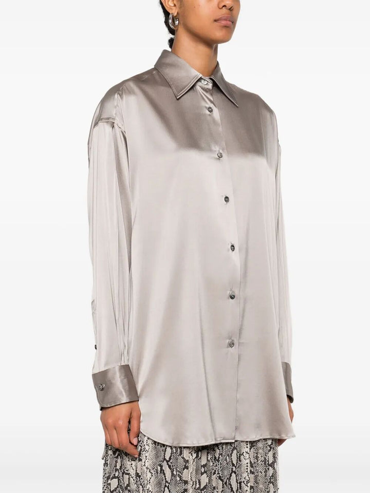 Tom Ford Women Stretch Silk Satin Relaxed Fit Shirt