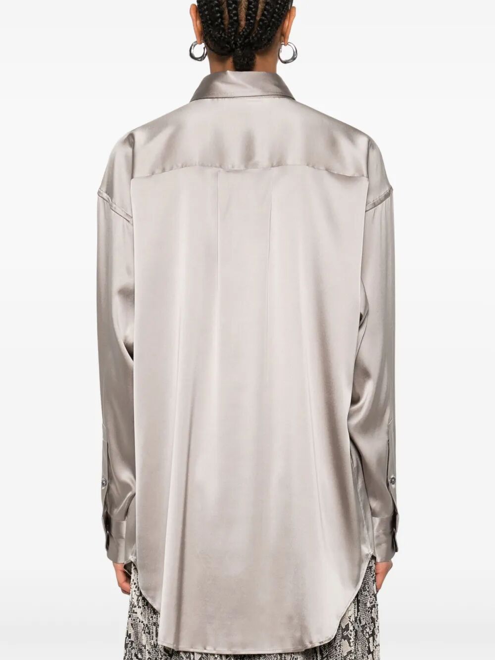Tom Ford Women Stretch Silk Satin Relaxed Fit Shirt