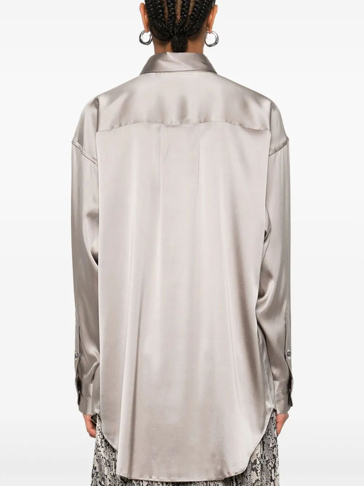 Tom Ford Women Stretch Silk Satin Relaxed Fit Shirt
