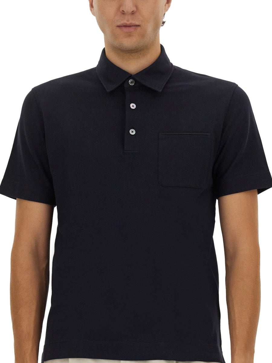 Zegna Men Cotton Polo Shirt With Pocket