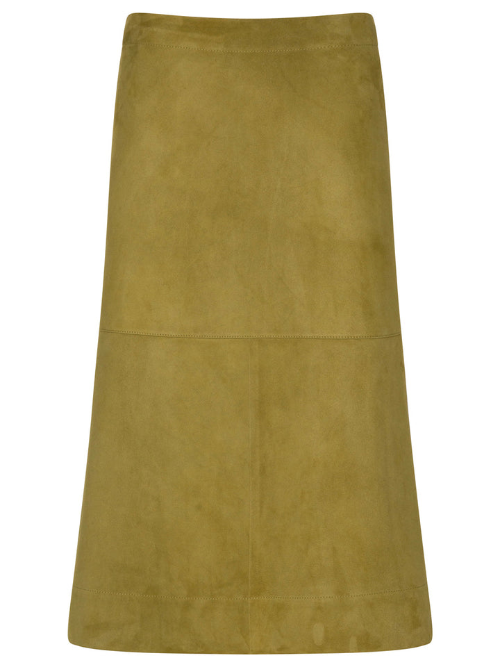 Bottega Veneta Women Suede Leather Midi Skirt