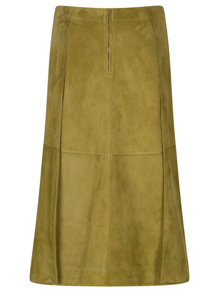 Bottega Veneta Women Suede Leather Midi Skirt
