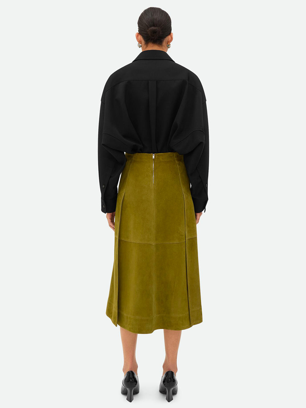 Bottega Veneta Women Suede Leather Midi Skirt