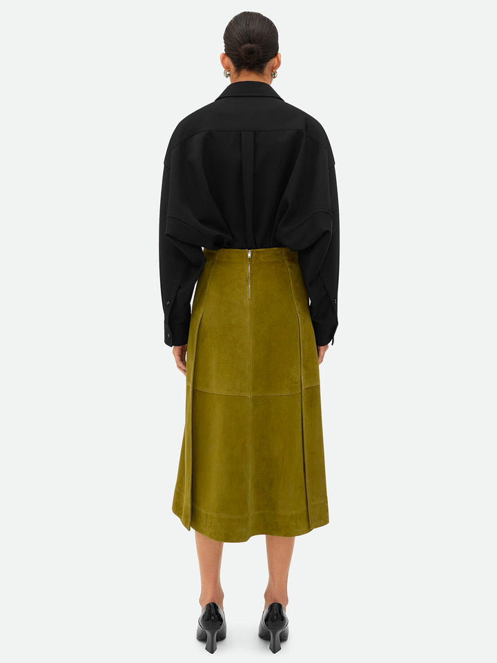 Bottega Veneta Women Suede Leather Midi Skirt