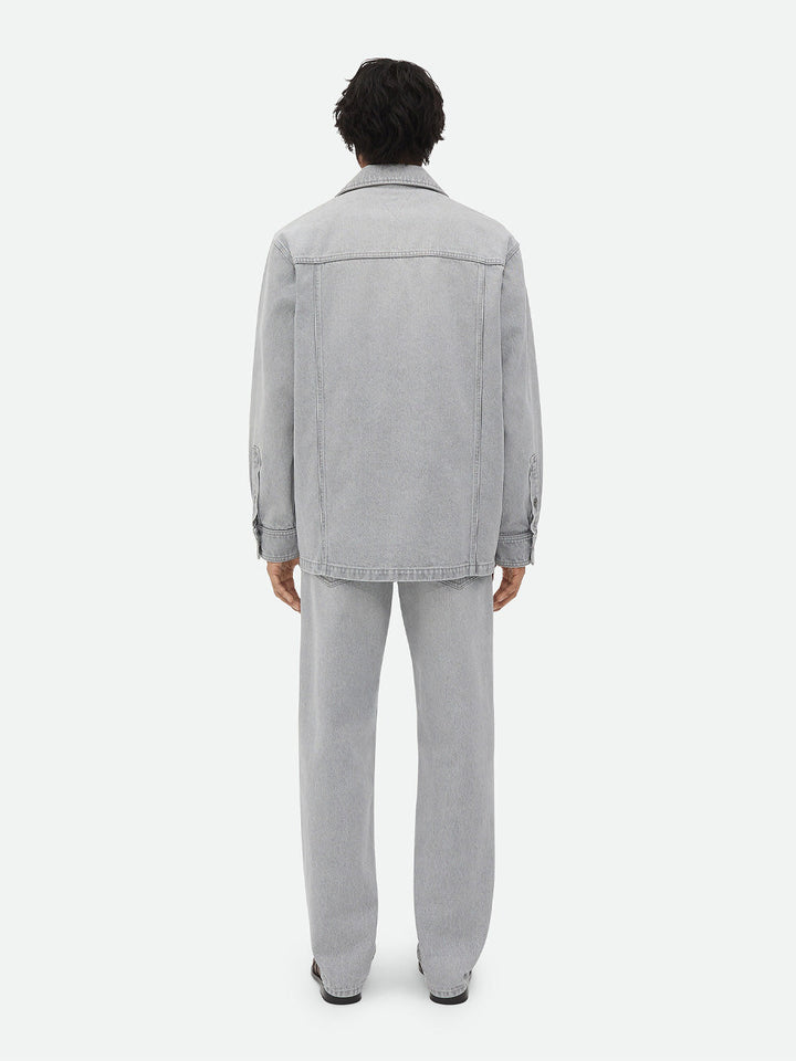 Bottega Veneta Men Light Grey Washed Denim Shirt