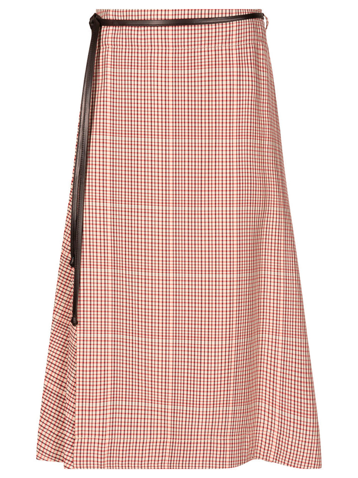 Bottega Veneta Women Check Tech Viscose Midi Skirt