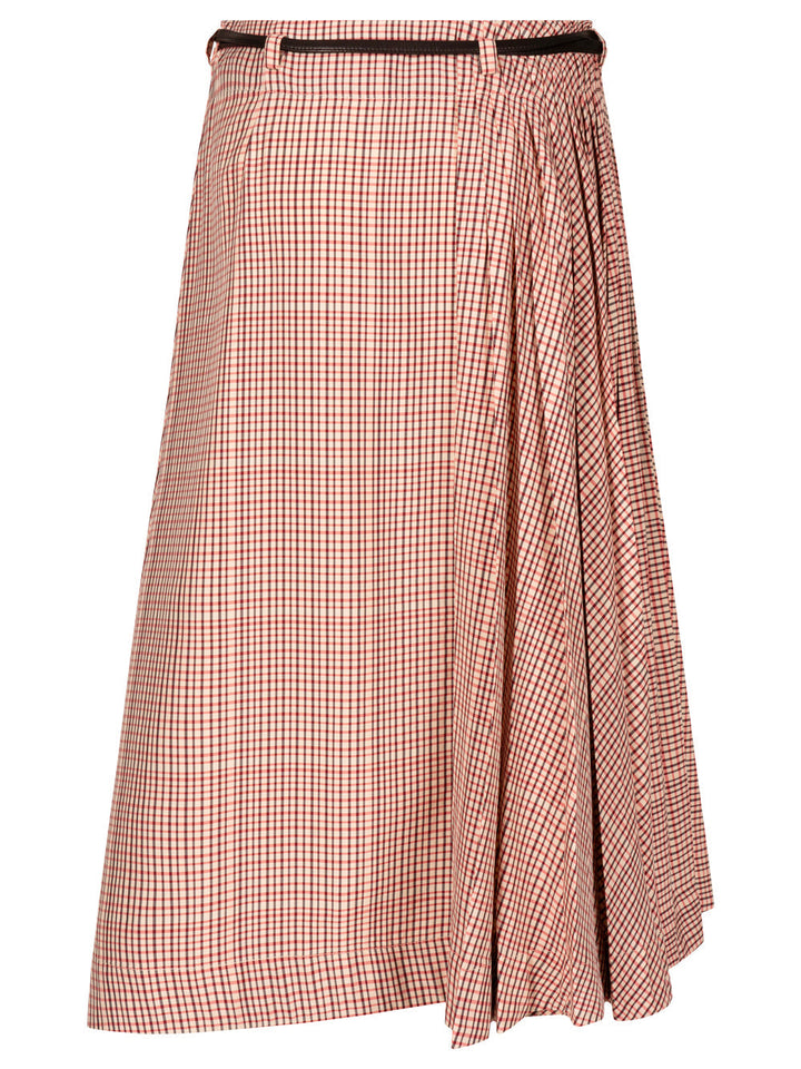 Bottega Veneta Women Check Tech Viscose Midi Skirt
