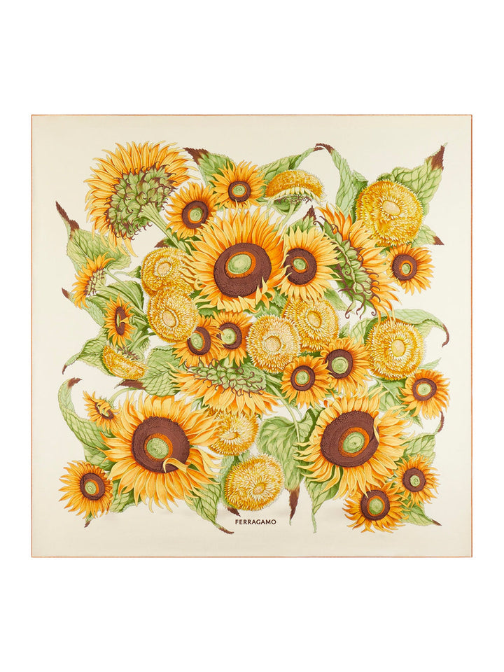 Ferragamo Women Sunflower Print Silk Scarf