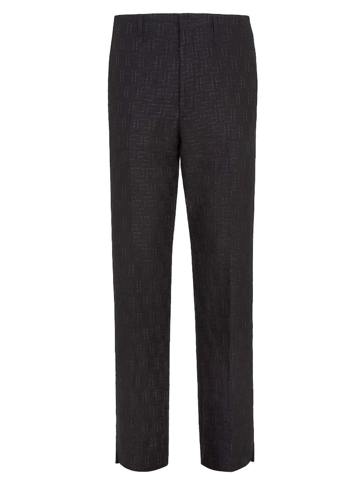 Fendi Men Linen Ff Jacquard Trousers