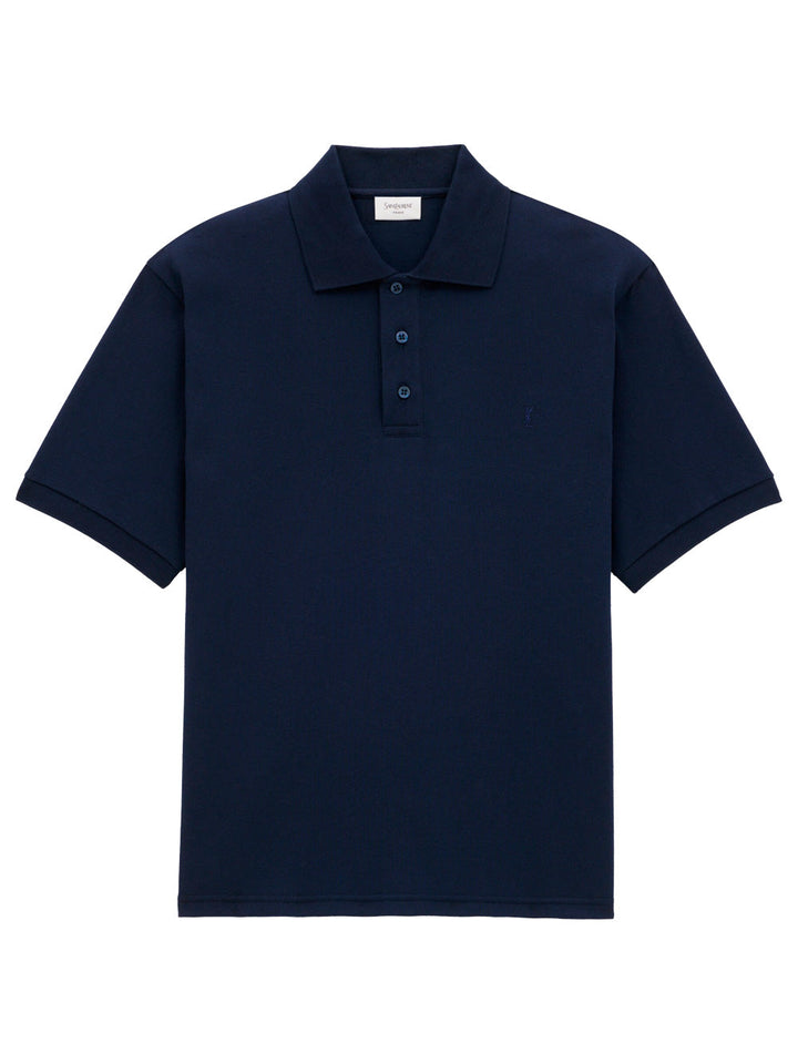 Saint Laurent Men Cassandre Piqué Polo Shirt