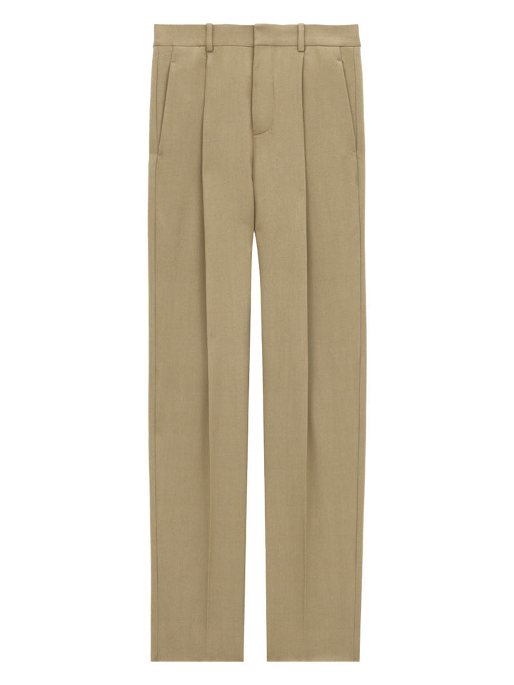Saint Laurent Men Wool Gabardine High-Waisted Carrot Trousers
