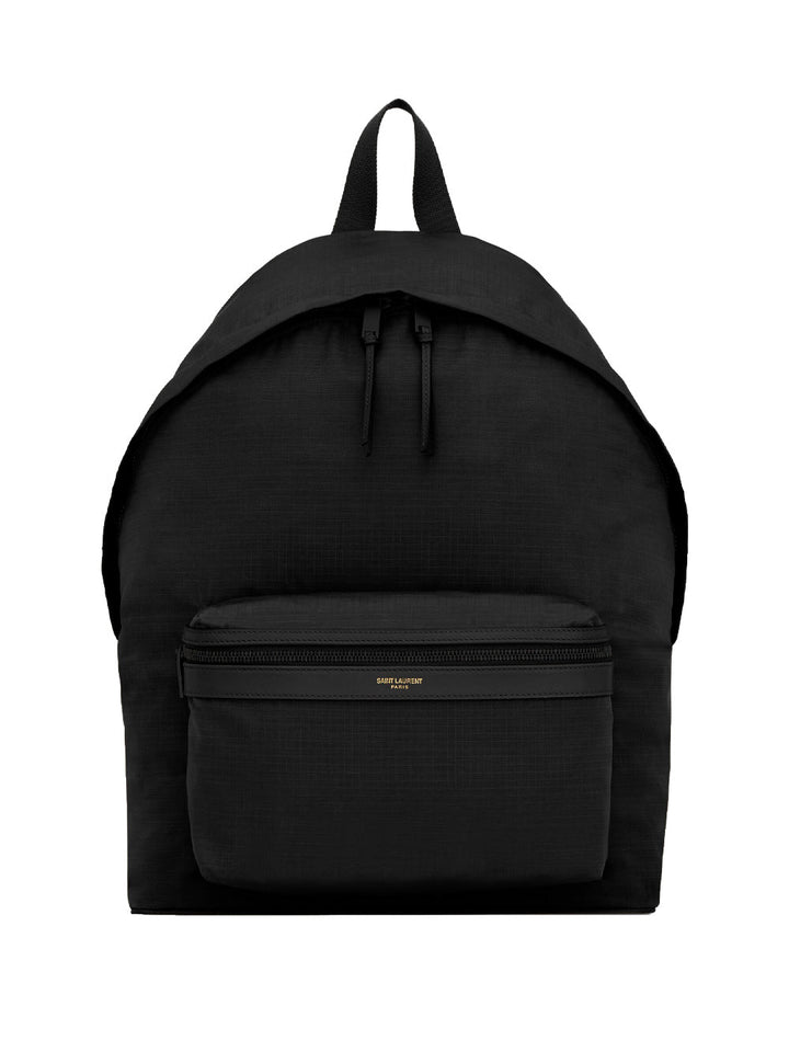 Saint Laurent Men City Backpack In Nylon Ripstop And Leather