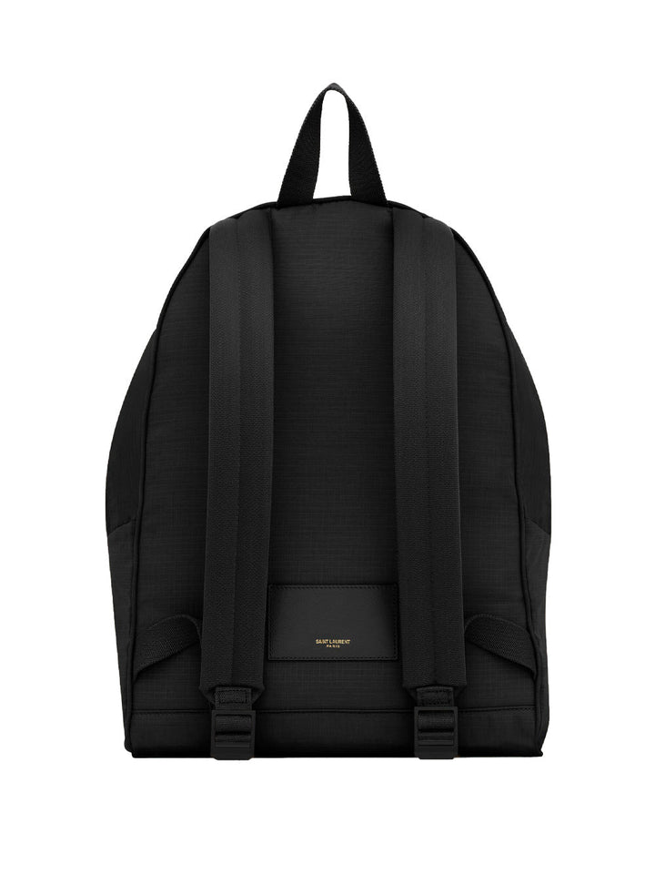 Saint Laurent Men City Backpack In Nylon Ripstop And Leather