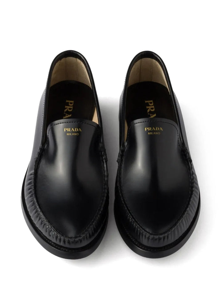 Prada Women Brushed Fumé Leather Loafers