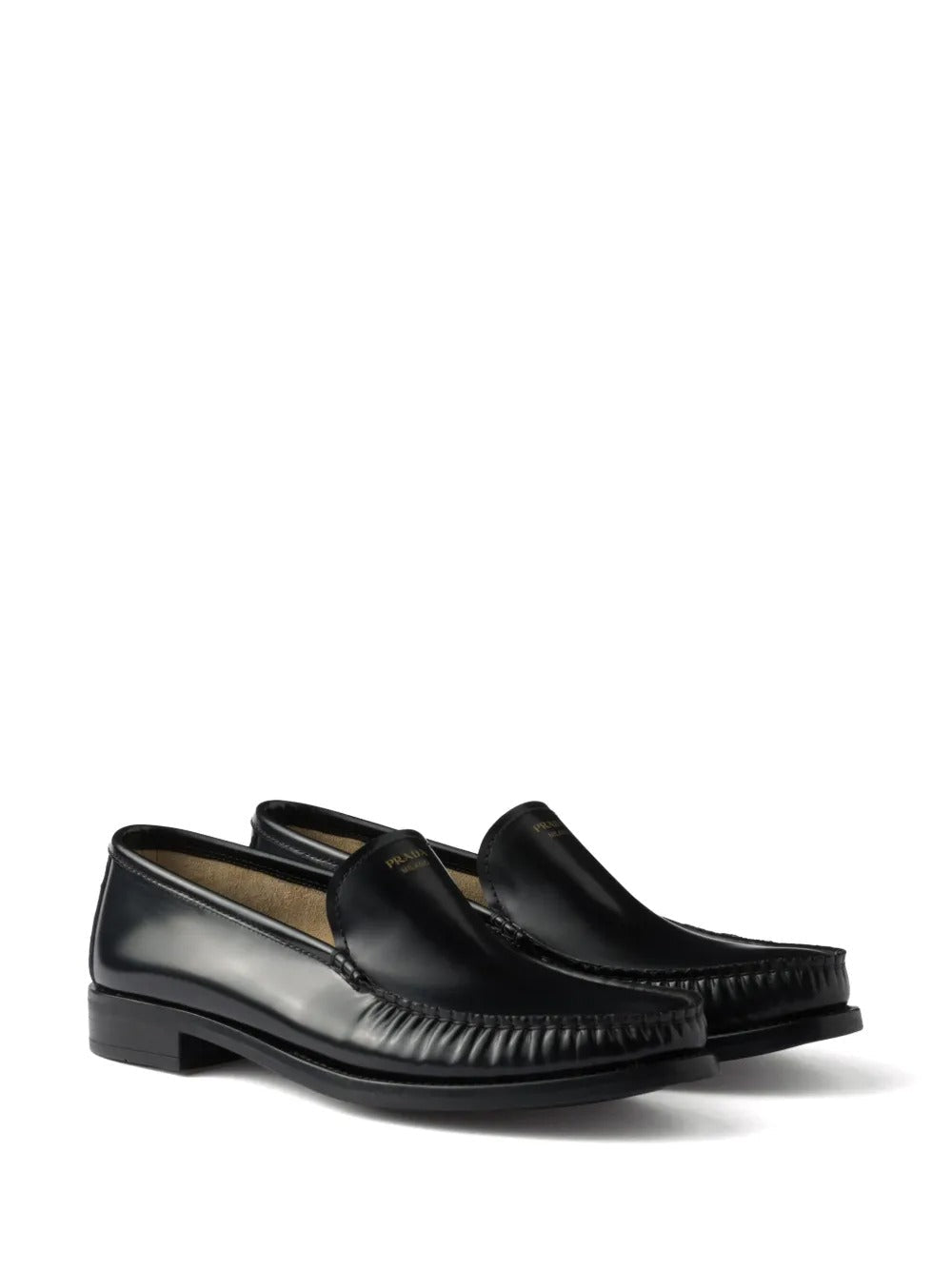 Prada Women Brushed Fumé Leather Loafers
