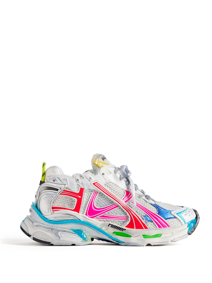 Balenciaga Women Mesh And Nylon Multicolor Worn-Out Effect Runner Sneakers