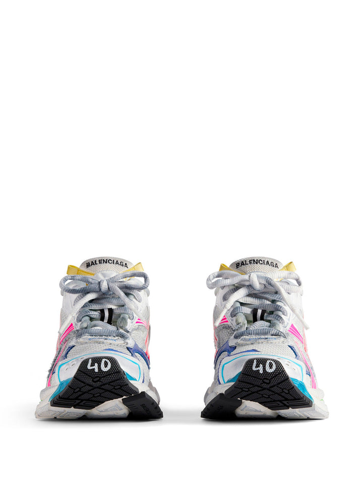 Balenciaga Women Mesh And Nylon Multicolor Worn-Out Effect Runner Sneakers