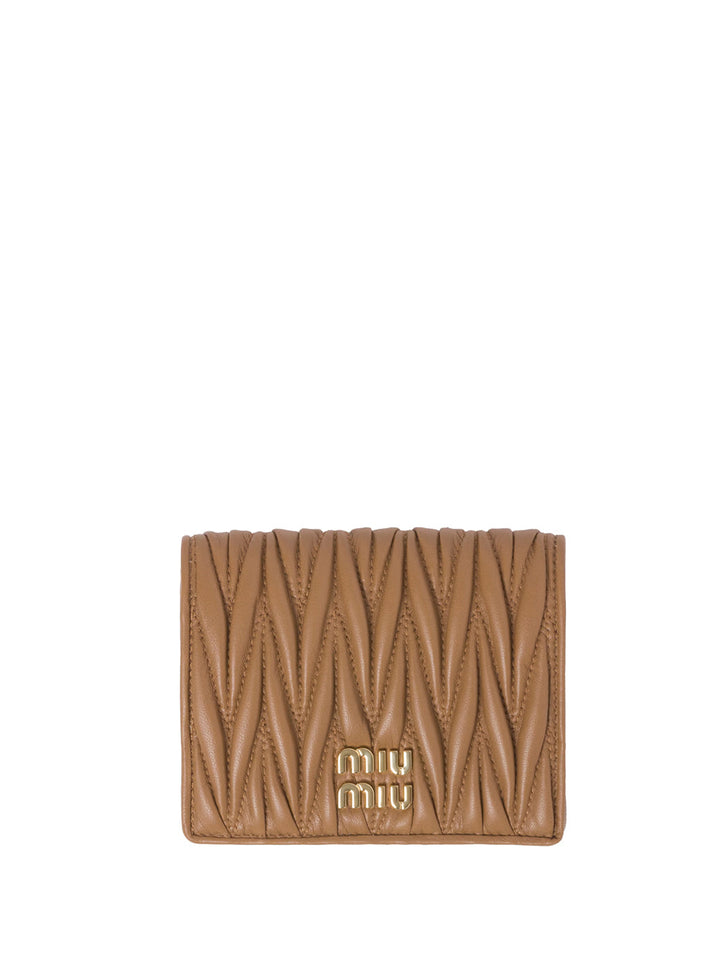Miu Miu Women Small Matelassé Nappa Leather Wallet With Snap Closure