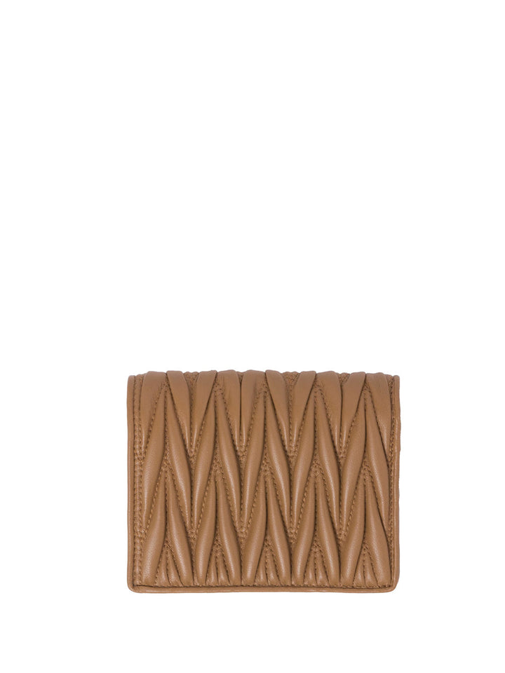 Miu Miu Women Small Matelassé Nappa Leather Wallet With Snap Closure