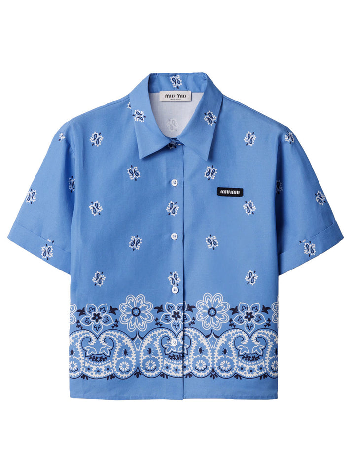 Miu Miu Women Printed Slubbed Poplin Shirt