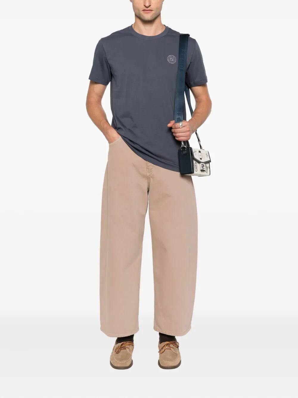 Fendi Men Ff Postcards Logo Print Cotton T-Shirt