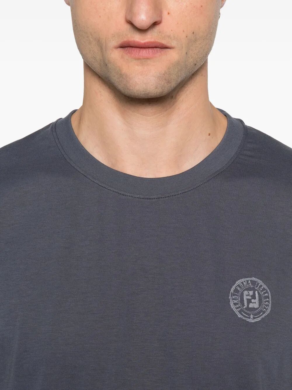 Fendi Men Ff Postcards Logo Print Cotton T-Shirt