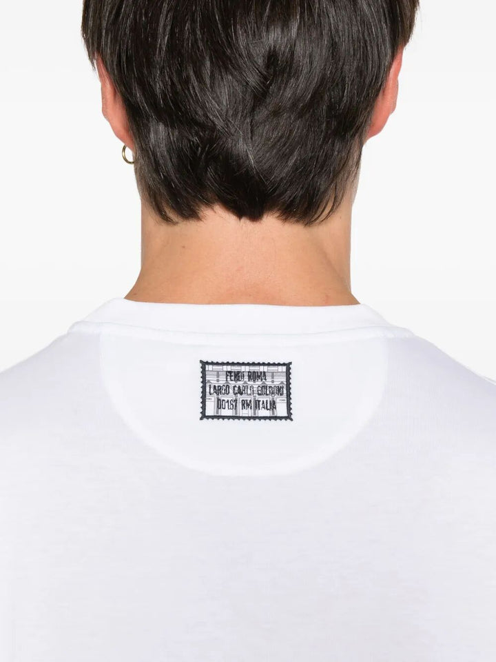 Fendi Men Ff Postcards Logo Print Cotton T-Shirt