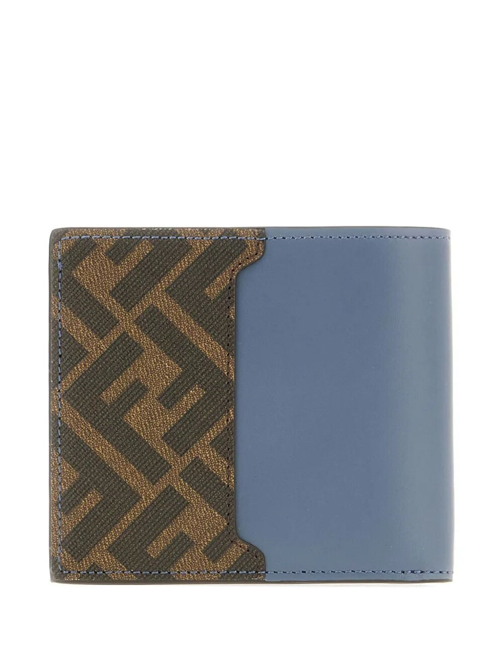 Fendi Men Leather And Ff Canvas Compact Bi-Fold Wallet