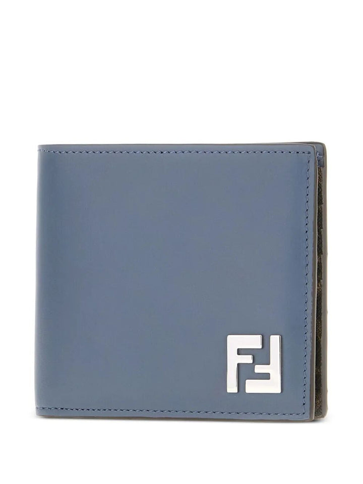Fendi Men Leather And Ff Canvas Compact Bi-Fold Wallet