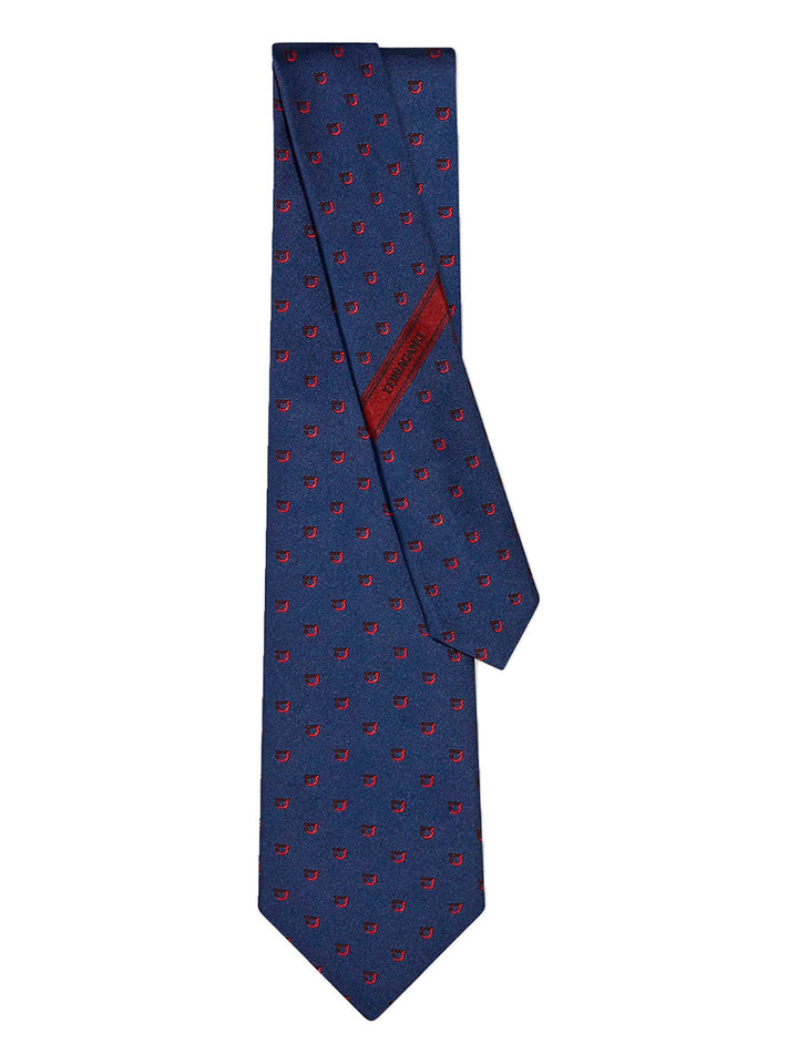 Ferragamo Men Two-Tone Gancini Jacquard Alaska Silk Tie