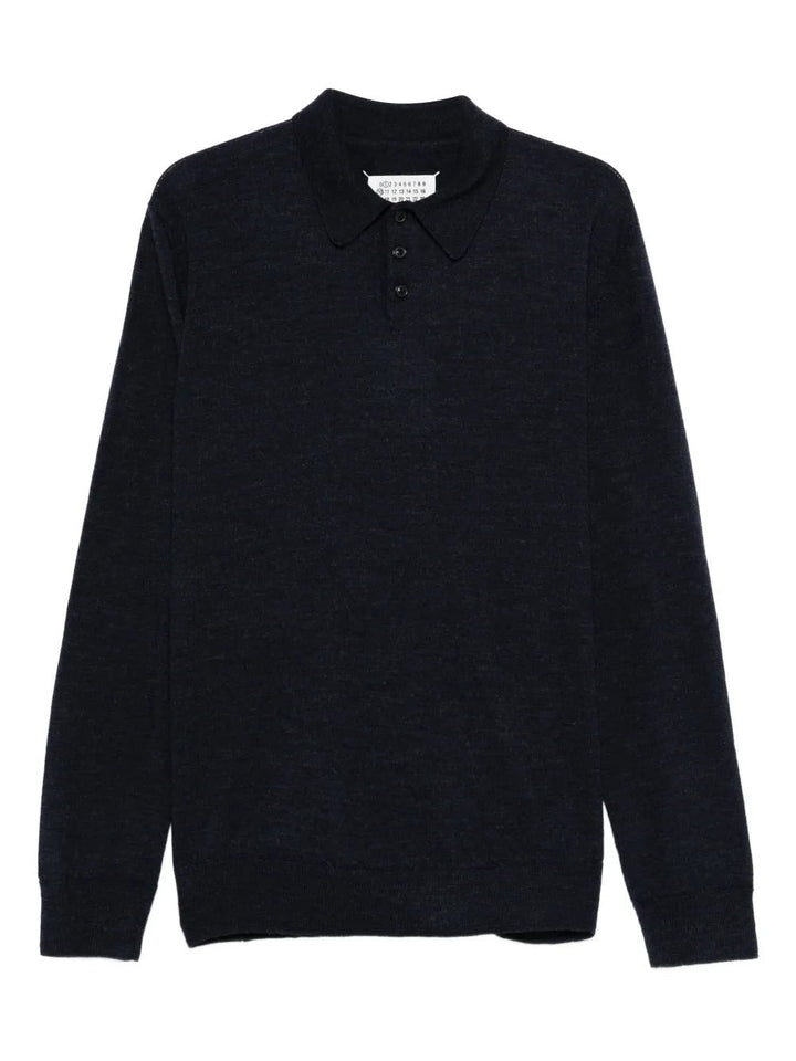 Maison Margiela Men Elbow-Patch Wool Polo Shirt